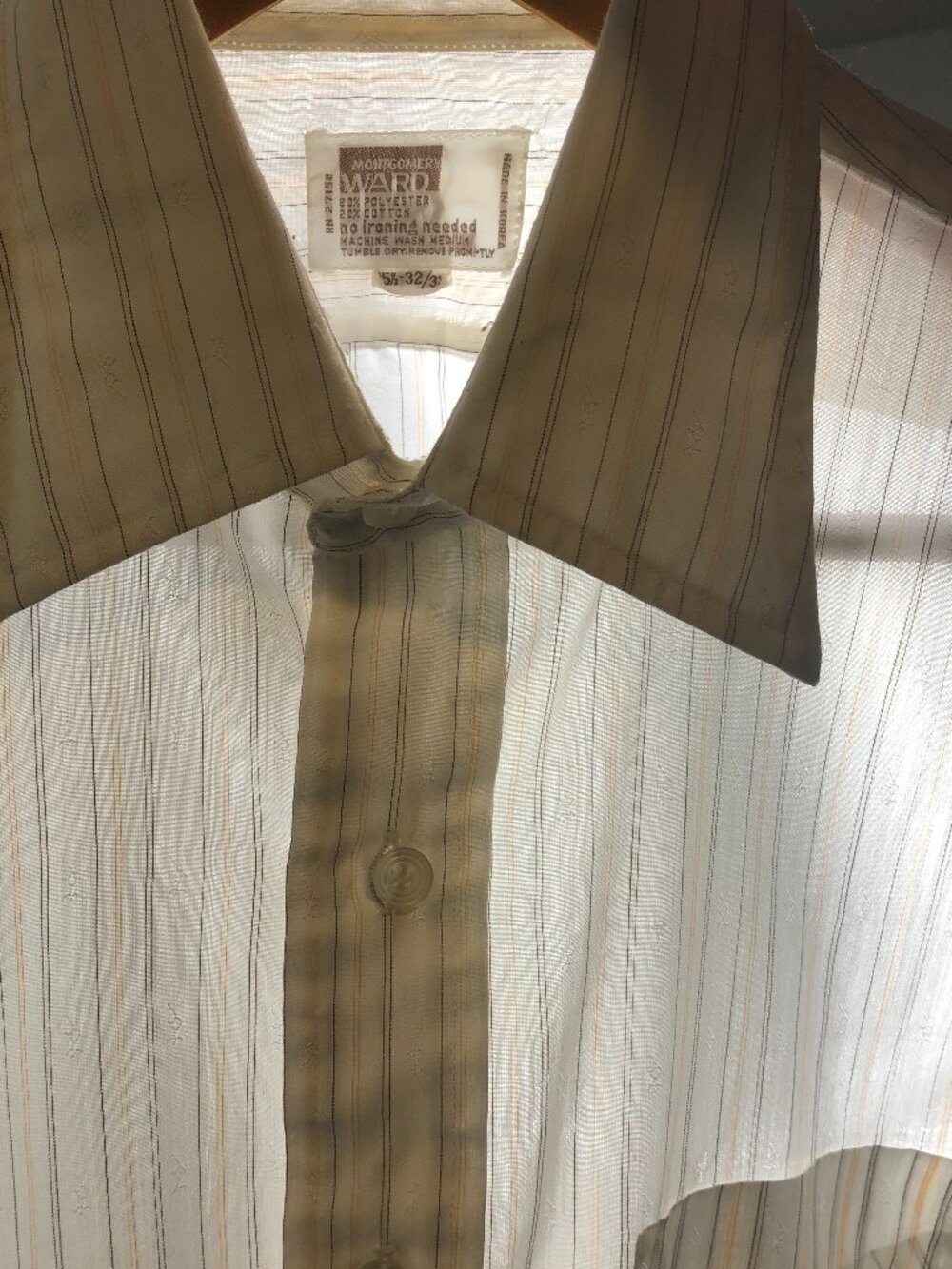 Vintage 70s 80s Montgomery Ward Shirt Mens 15.5 32/33 White Vintage Paper Thin